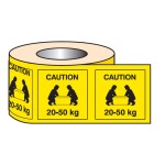 Caution - 20-50kg Labels (Roll of 500) Caution - 20-50kg Labels (Roll of 500)
